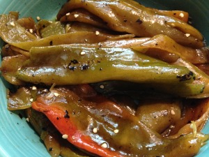 Roasted and Marinated Green Chilies